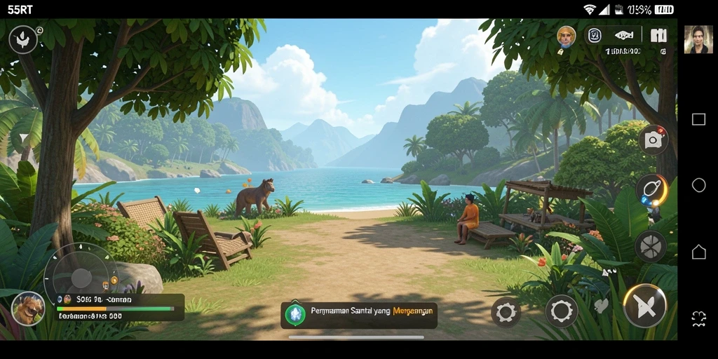 Tampilan gameplay seru dan ceria dalam 55RT.