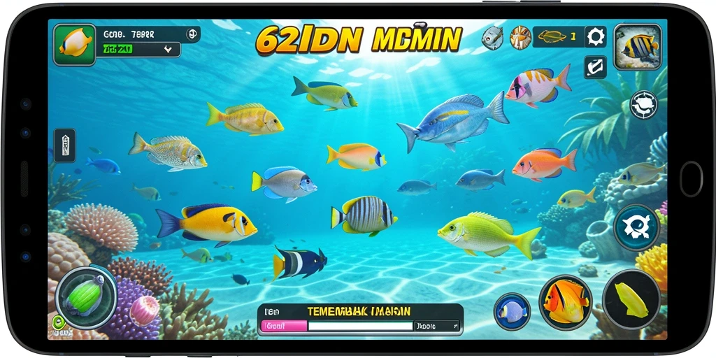 Tampilan gameplay seru di 62IDN saat menembak ikan.