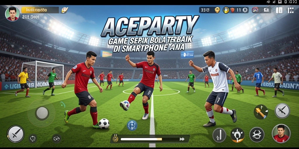 Gameplay seru dengan aksi sepak bola yang mendebarkan.