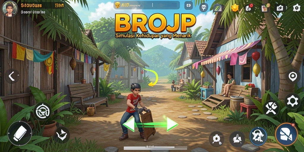 Screenshot gameplay BROJP menampilkan aksi seru dalam simulasi kehidupan.