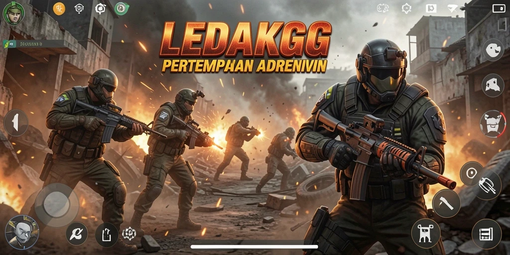 Gameplay mendebarkan di LEDAKGG dengan aksi tembak-menembak intens.