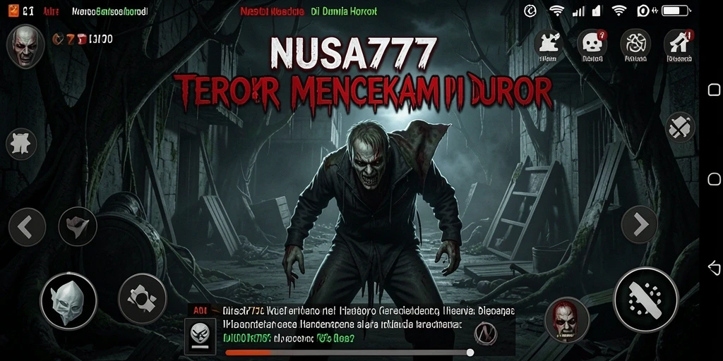 Screenshot gameplay NUSA777 dengan suasana horor yang mencekam.