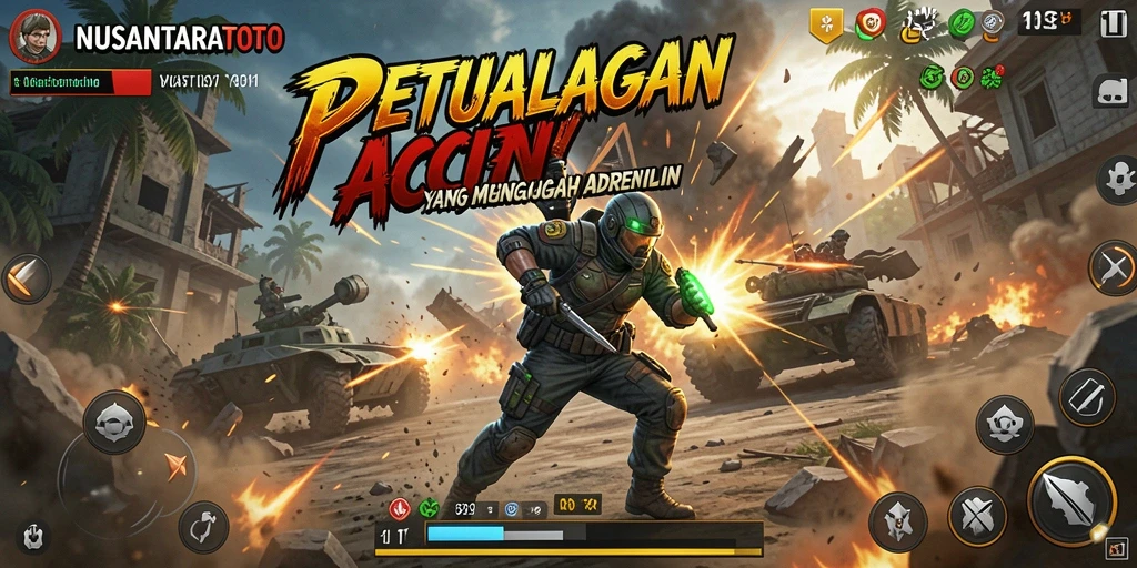 Tampilan gameplay menegangkan NUSANTARATOTO dalam pertarungan aksi.