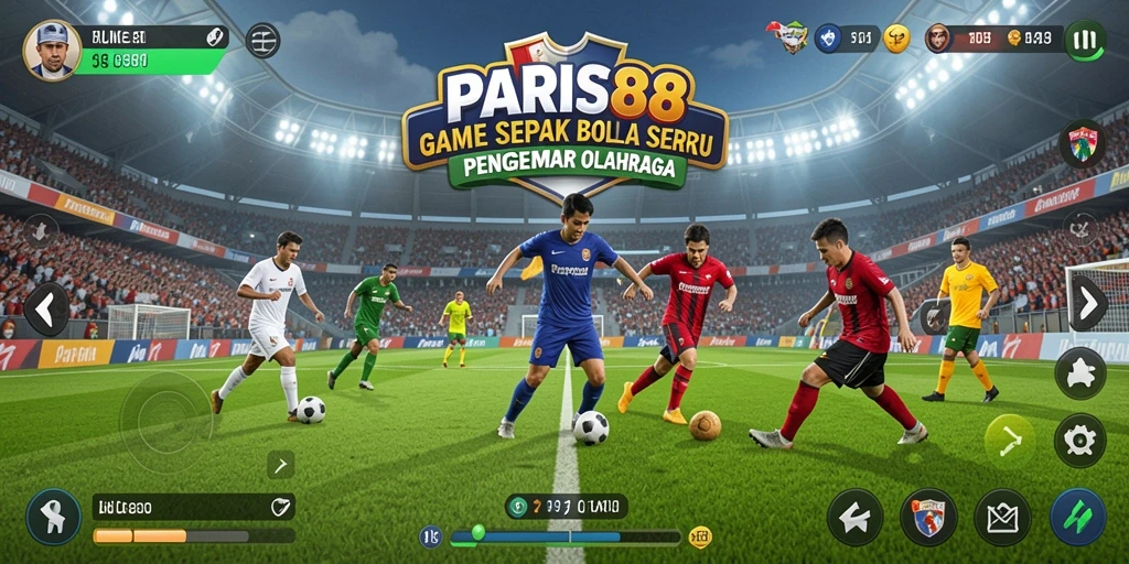 Tampilan gameplay mendebarkan dalam pertandingan sepak bola.
