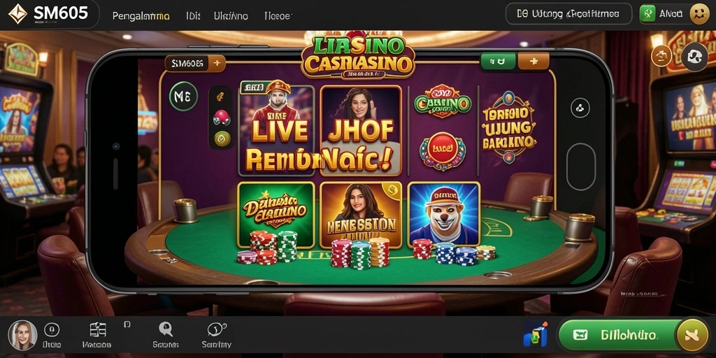Tampilan gameplay mendebarkan di SM605 dengan dealer langsung.
